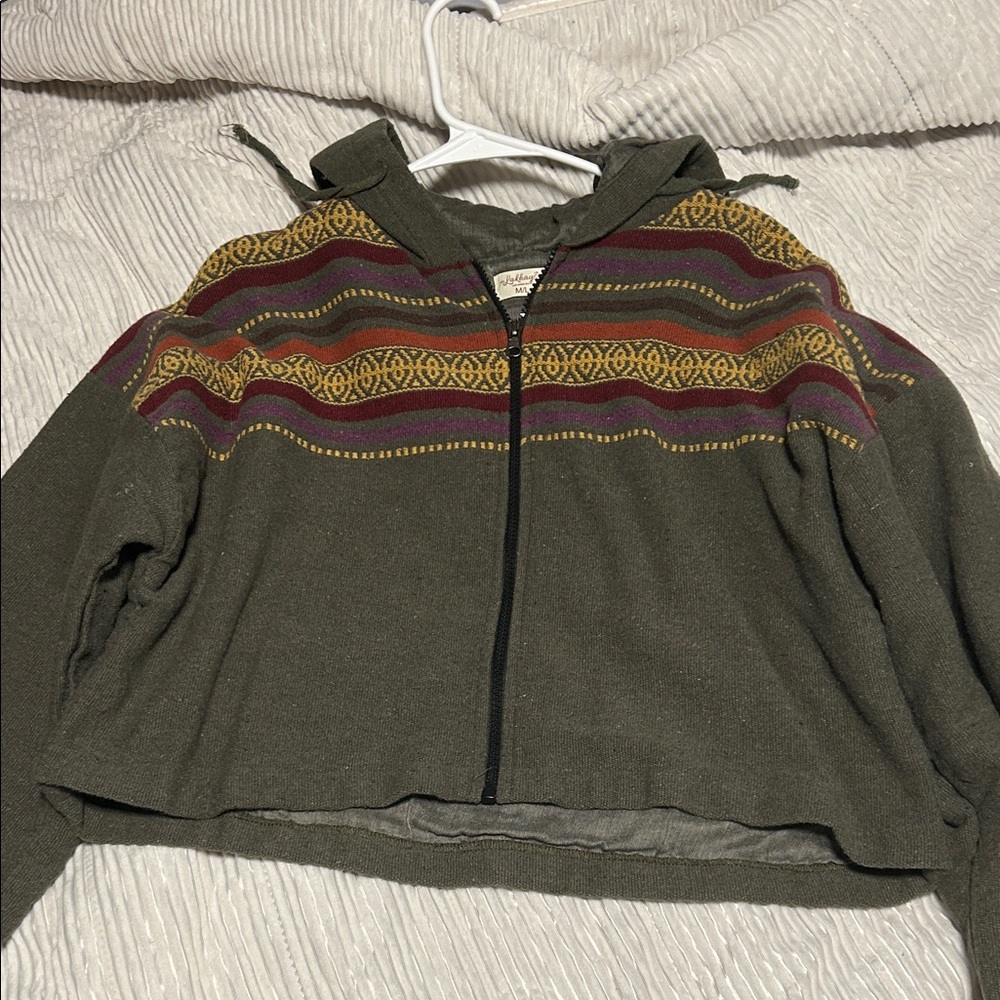 Olive Jacket with Colorful Stripes